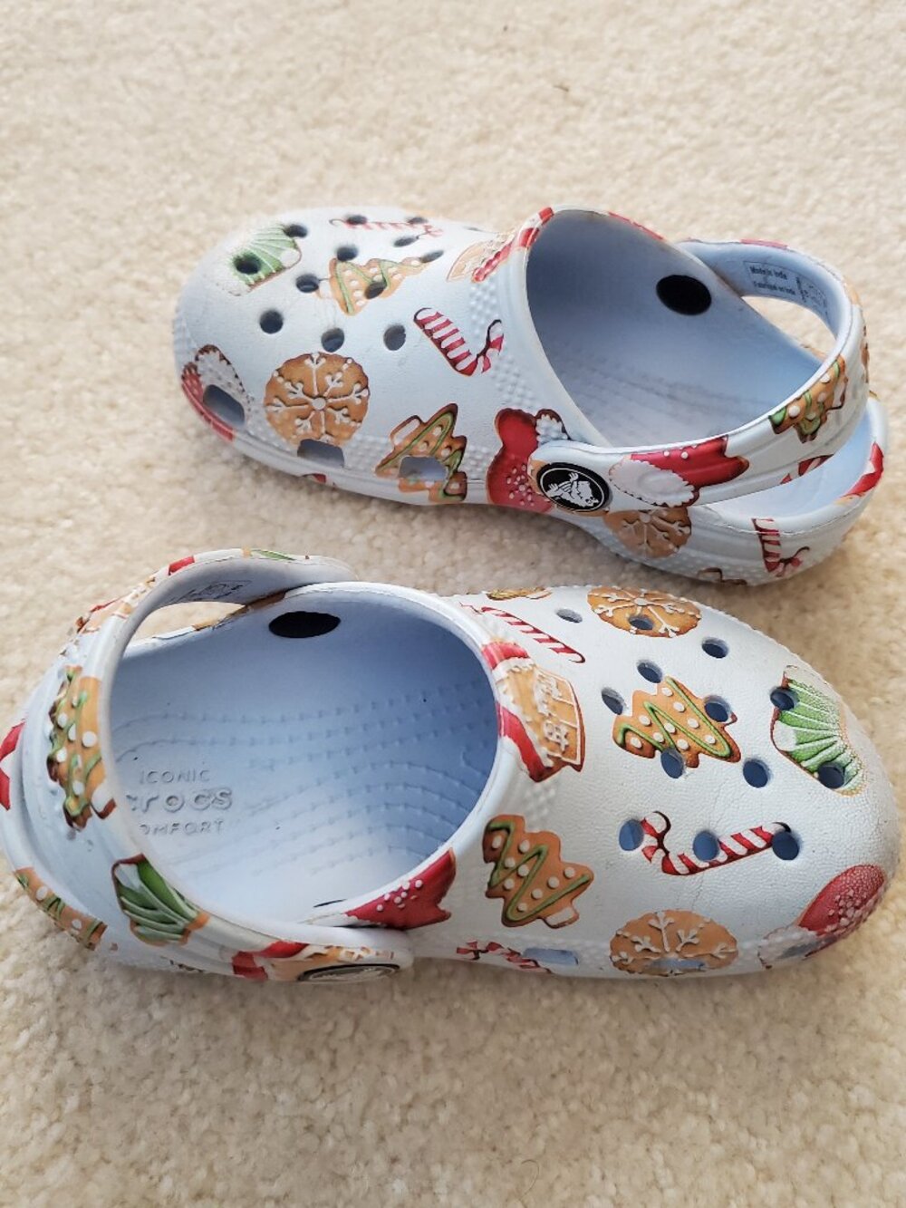 Crocs Kids Blue Classic Adorable Toddler Festive Holiday Cookie Clog SZ 8